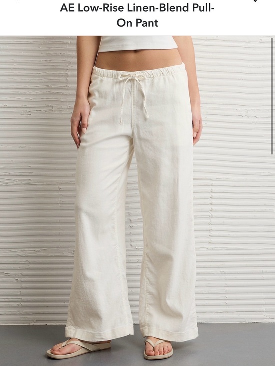 American Eagle Outfitters Pants - American Eagle Outfitters Wide-Leg Linen-Blend Pull-On Pants in White
